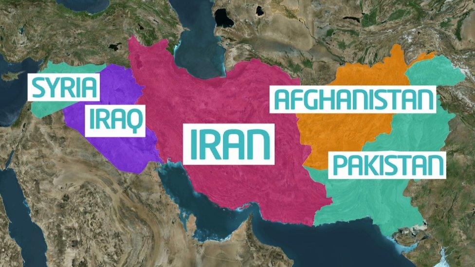 Map showing where Iran is