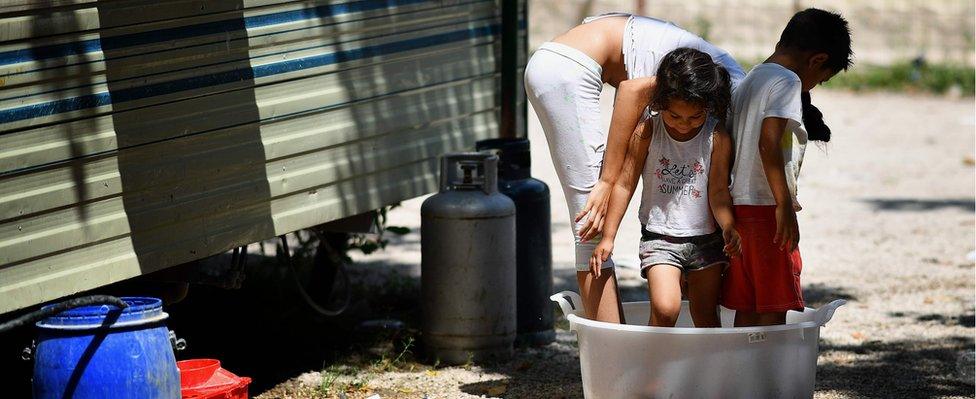 The River Village Roma camp near Rome in June, weeks before it was cleared by police