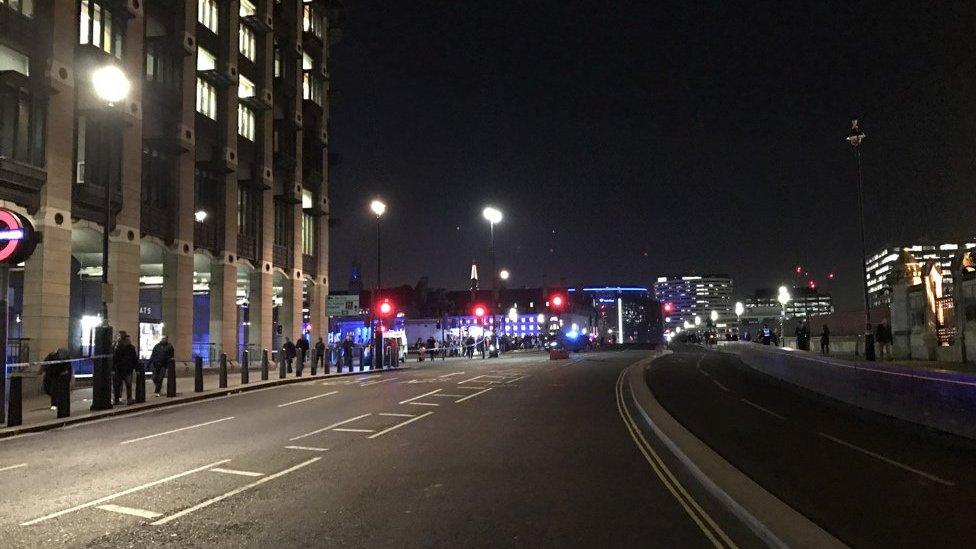 An empty Westminster Bridge Road following road closures