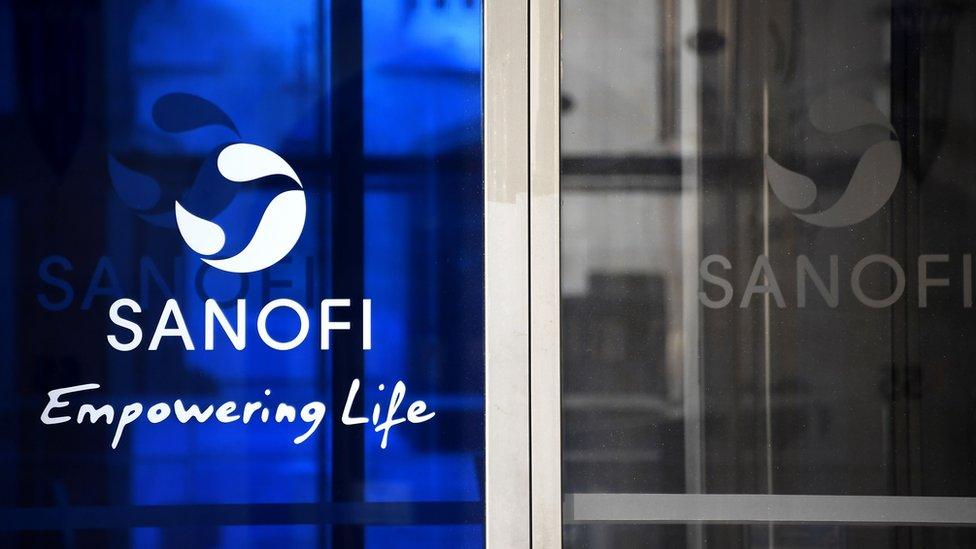 Sanofi's logo at its headquarters in Paris