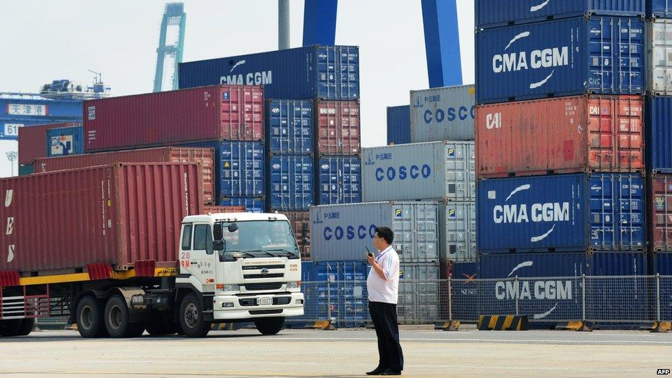 Shipping containers at Tianjin port, pictured in 2008