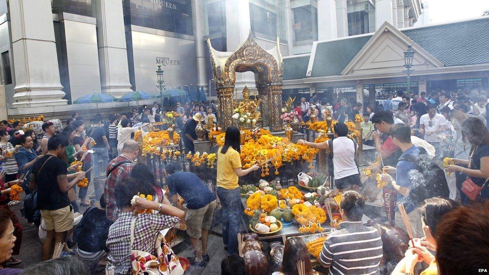 New Year celebrations at the Erawan Shrine in Bangkok in January 2015