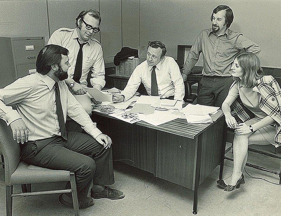 Tom Steele (News Editor), Alex Dickson (Head of News), Jimmy Gordon (Managing Director), Andy Park (Head of Entertainment) and Sheila Duffy (Journalist and presenter).