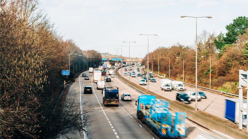 Cars driving on a UK motorway