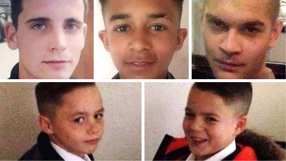Clockwise from top left: Anthony Armour, Darnell Harte, Robbie Meerun, Elliot and Ellis Thornton-Kimmit