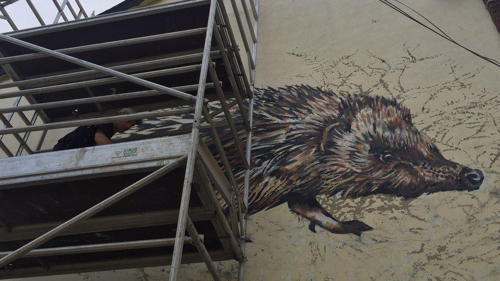 Hedgehog mural in Ipswich