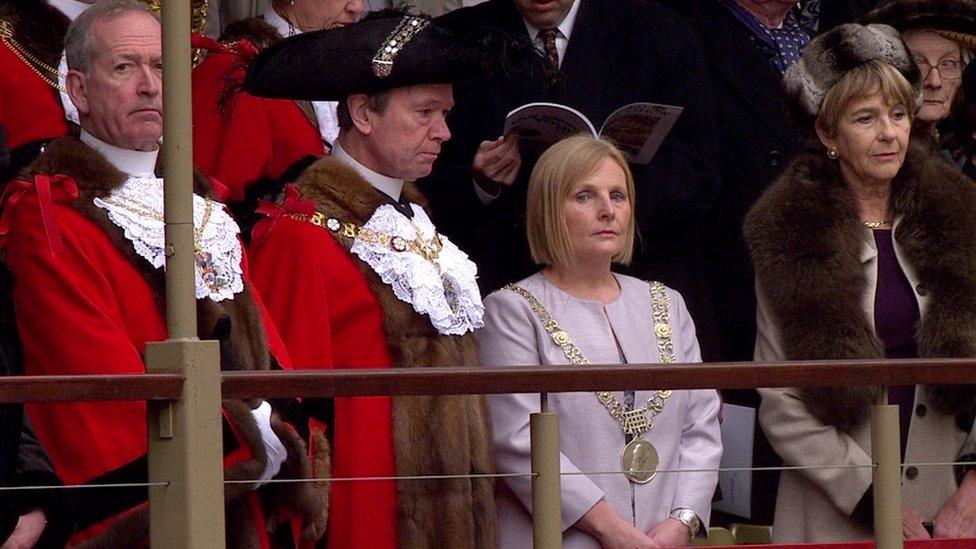 The new Lord Mayor Jeffrey Mountevans led a two-minute silence to mark the Paris attacks.