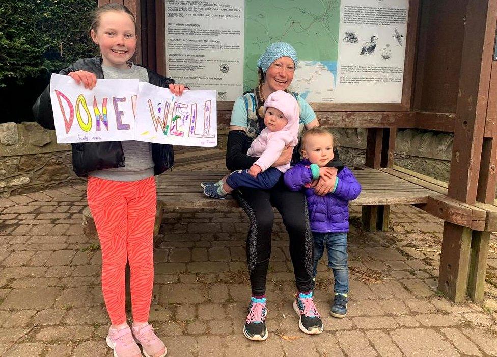 Anna Rutherford with her children, Kit and Ella and her niece, Holly