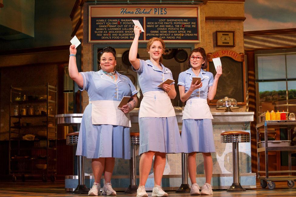 Keala Settle, Jessie Mueller and Kimiko Glenn in the original Broadway production of Waitress