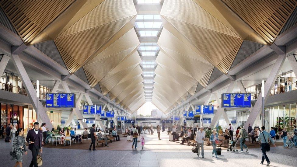 Computer-generated image of what Euston HS2 station would look like