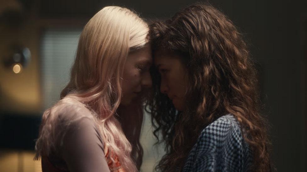 Hunter Schafer and Zendaya in Euphoria