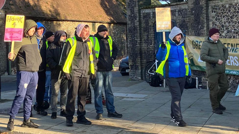 Pickets at Greene King, Bury St Edmunds