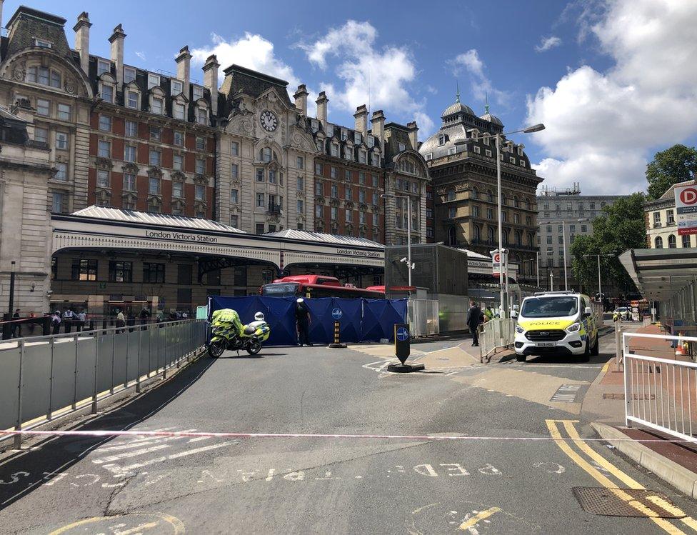 Police cordon outside Victoria station