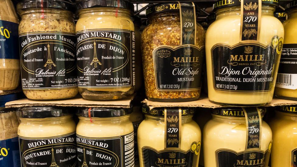 Mustard on shelves