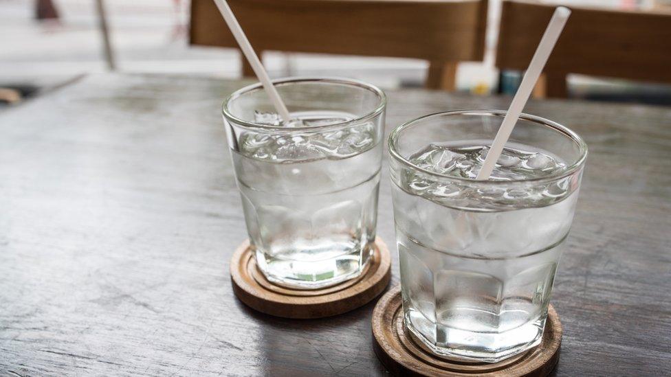 Glasses of water on a table