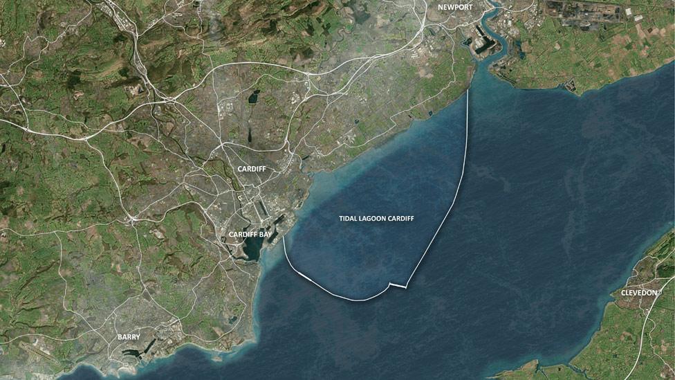 Tidal lagoon map for Cardiff