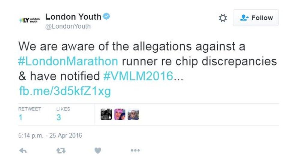 Tweet from the London Youth charity