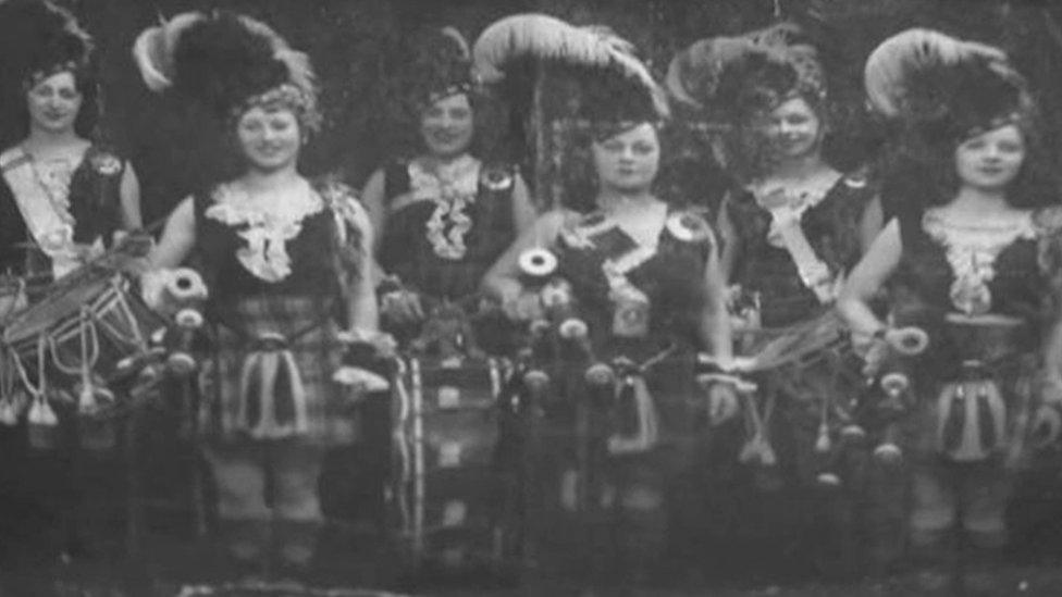 Lil (second from right) during her days as a performer