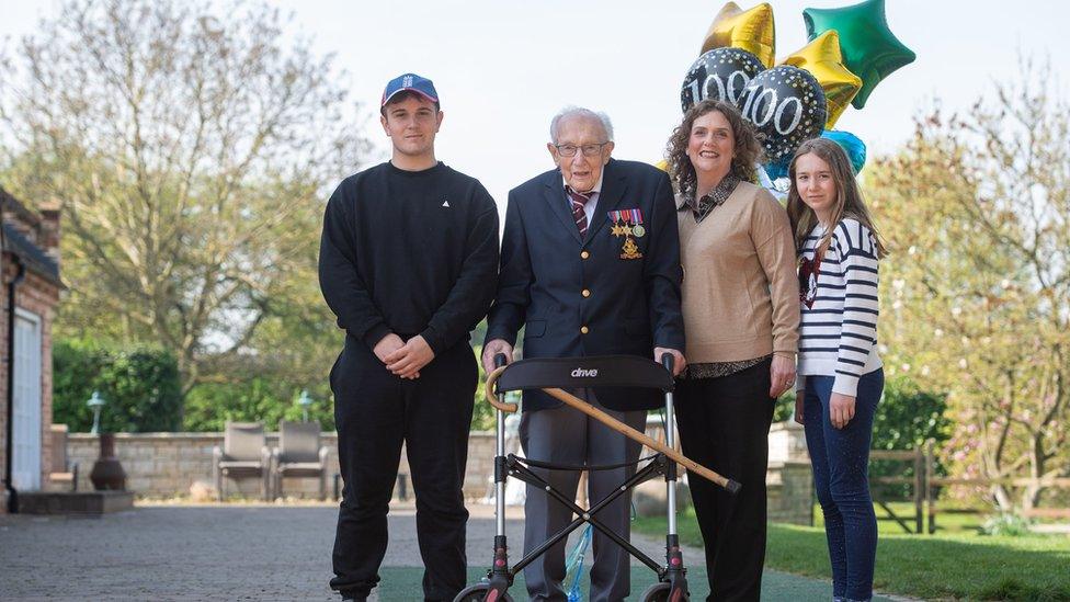 Capt Tom with grandson Benjie, daughter Hannah Ingram-Moore and granddaughter Georgia