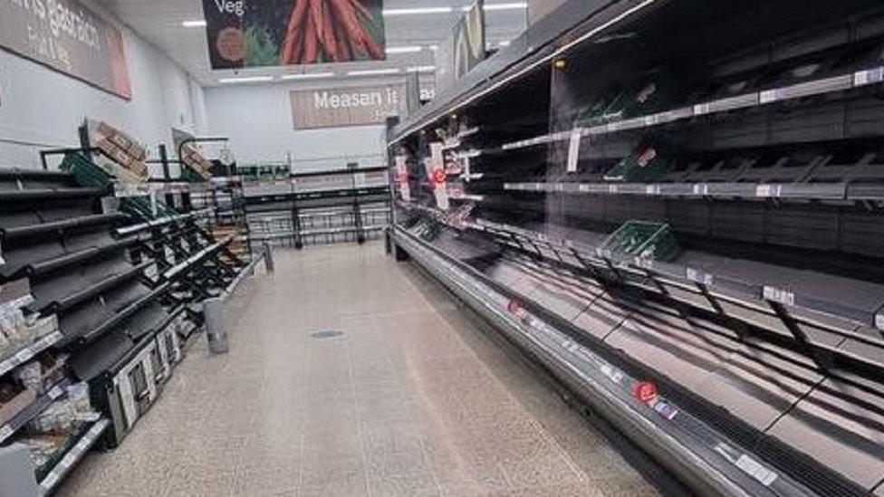 Empty shelves in a Western Isles shop on Thursday