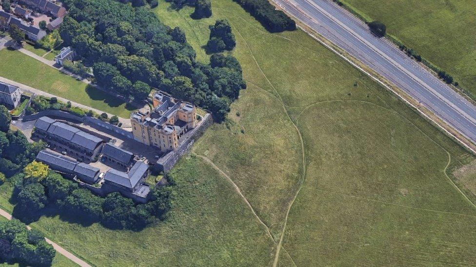 Aerial view of Dower House and M32