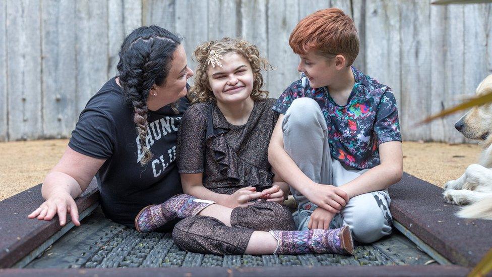 Karen Tilley, with daughter Josselin and son Dalton