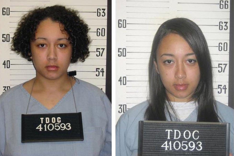 A combination photo of Cyntoia Brown shown in 2006 and 2013 prison mugshots