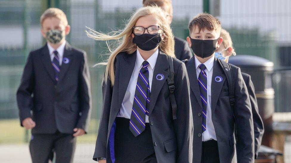 Pupils wear protective face masks in Doncaster