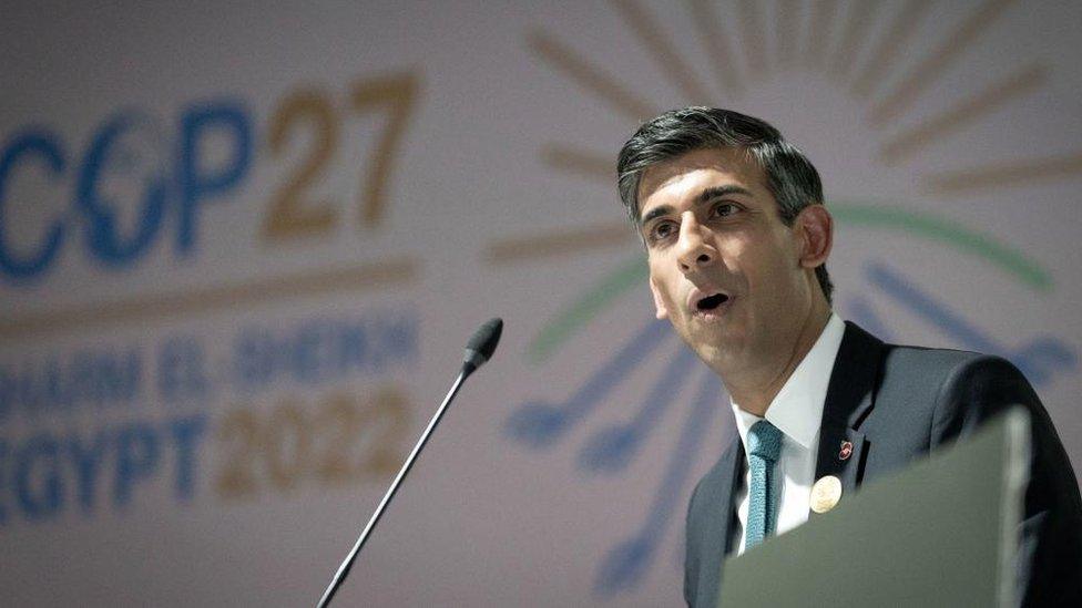 Prime Minister Rishi Sunak at the COP27 climate change conference in 2022