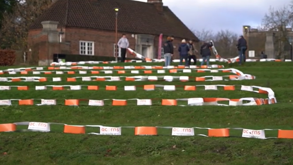 The paperchain laid on the ground