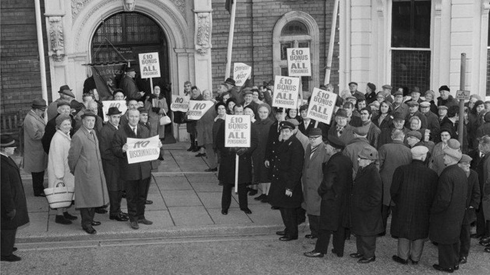 Protestors outside Tynwald