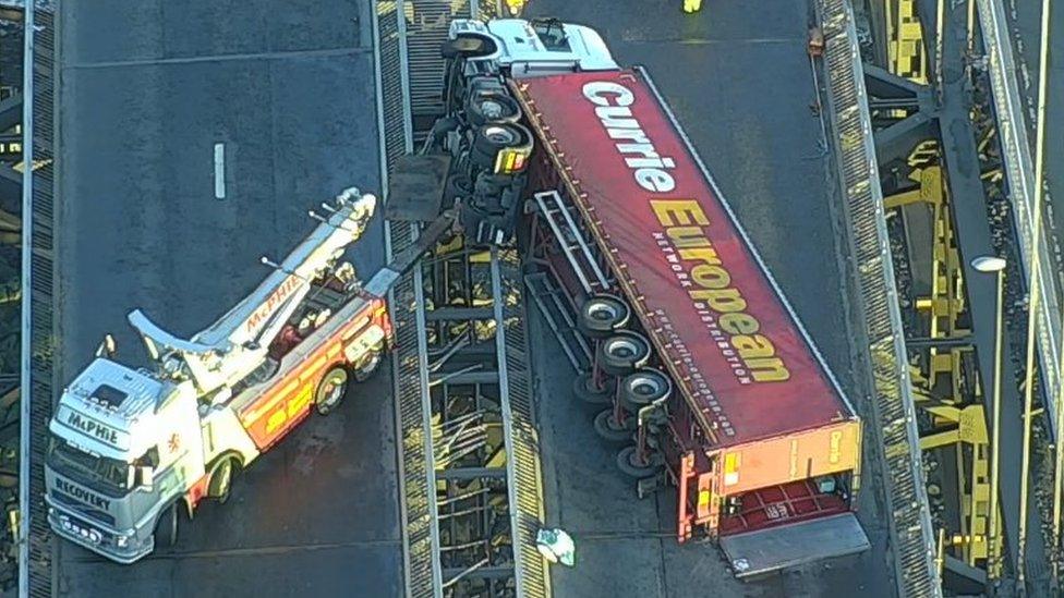 Lorry on Forth Road Bridge