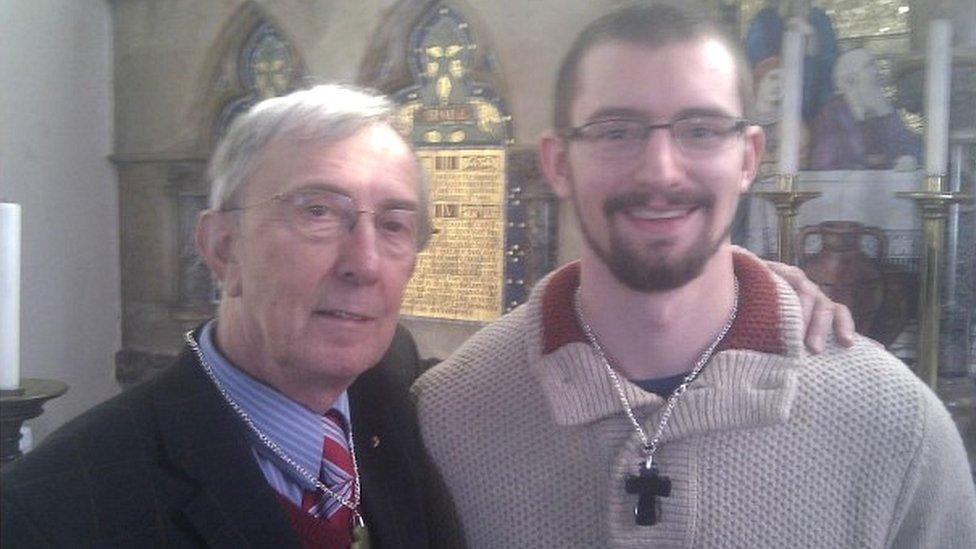 Mr Field standing next to novelist Mr Farquhar