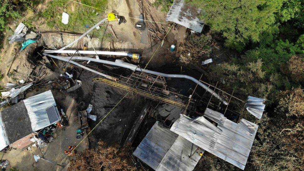 An aerial view of the entrance to the coal mine in El Zulia, Norte de Santander Department on 1 June