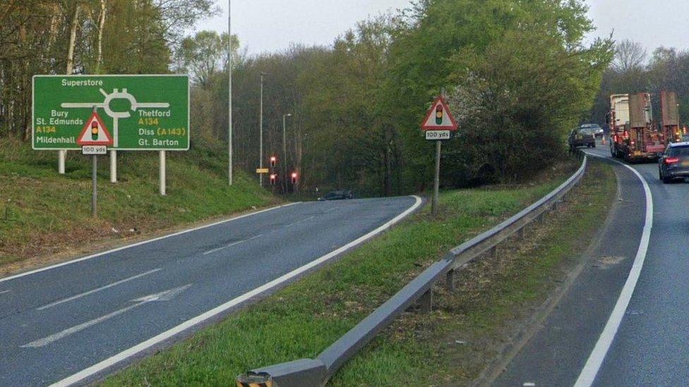 A14 at Bury St Edmunds