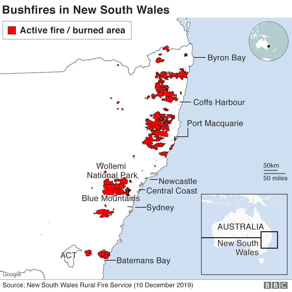 Map: Active fires, 10 December