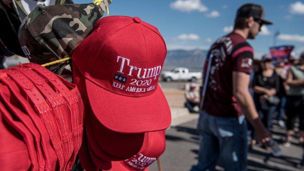 Donald Trump merchandise sold outside his rally in New Mexico