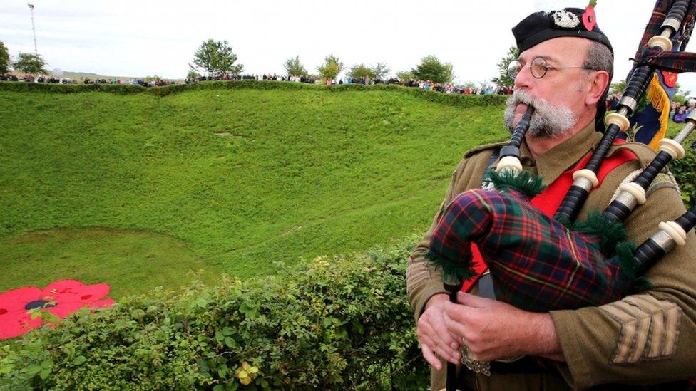 Piper at Somme memorial in France