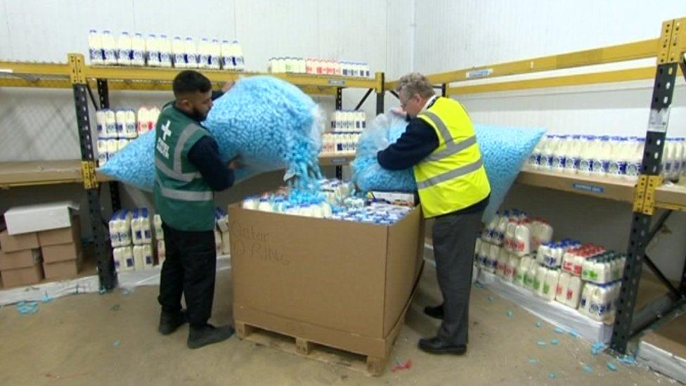 Milk being packed