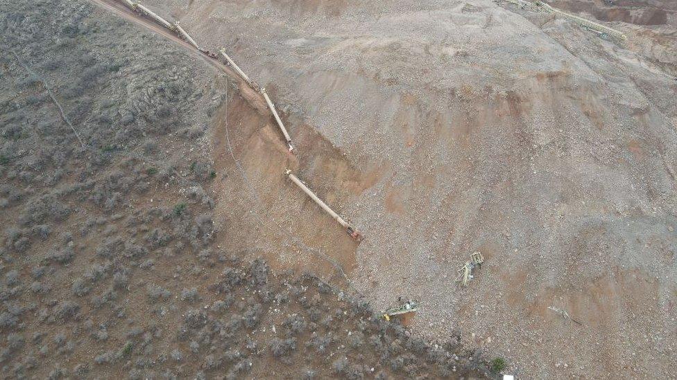 A view after a landslide occurred at the Copler gold mine