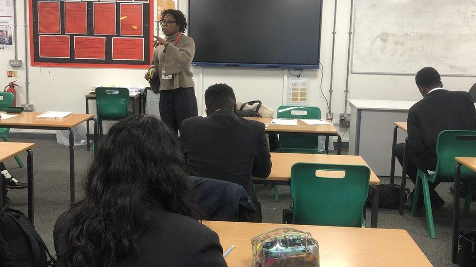 Sharon De Leonardis in a classroom