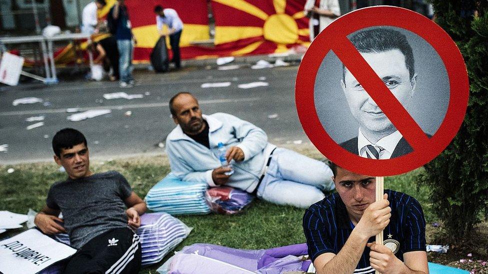 Protesters against Nikola Gruevski in Skopje