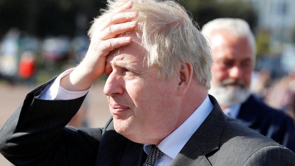 Prime Minister Boris Johnson on a visit to Llandudno in Wales