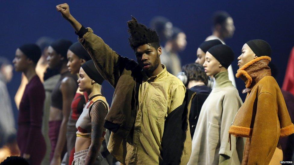 Model at Kanye West's album launch