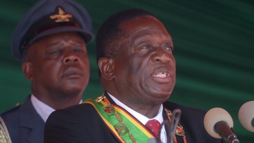 President Emmerson Mnangagwa speaking at an event in Zimbabwe