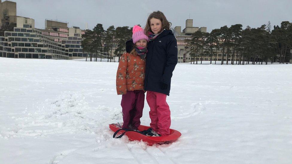 Mollie and Nell enjoying the snow