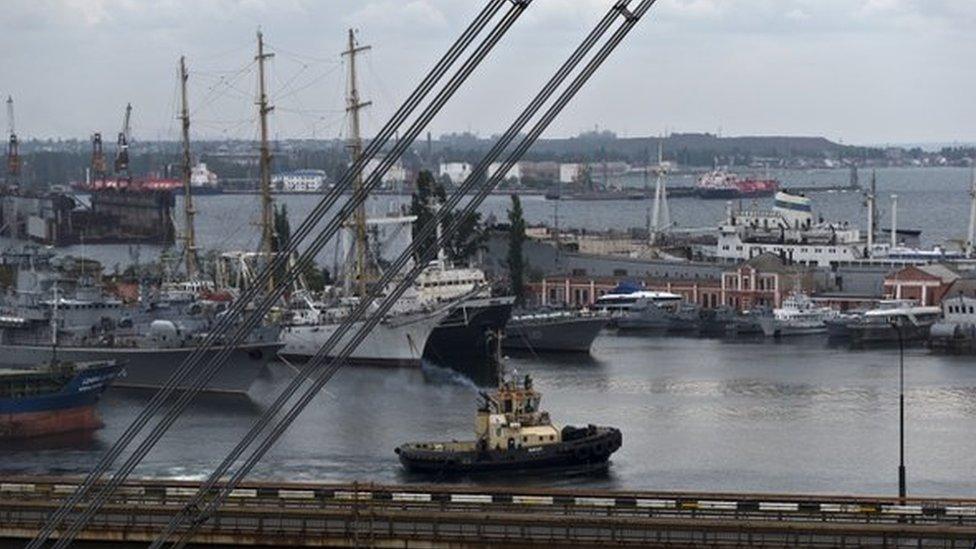 Tug sails in Odessa port