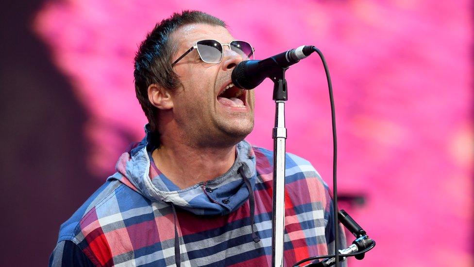 Liam Gallagher performing at Glastonbury in 2019