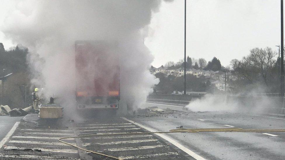 The lorry smoking