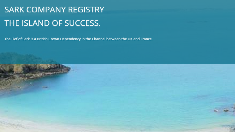 Screenshot of Sark registry website